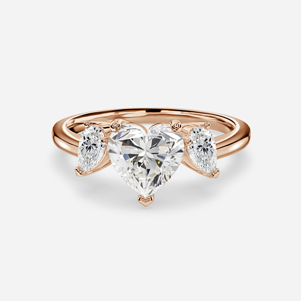 Jael Heart Three Stone Moissanite Engagement Ring