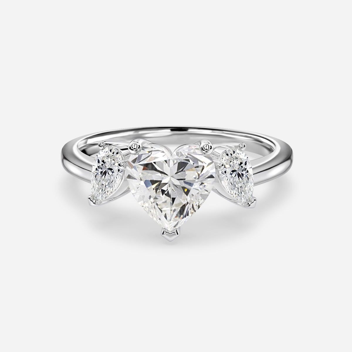 Jael Heart Three Stone Moissanite Engagement Ring