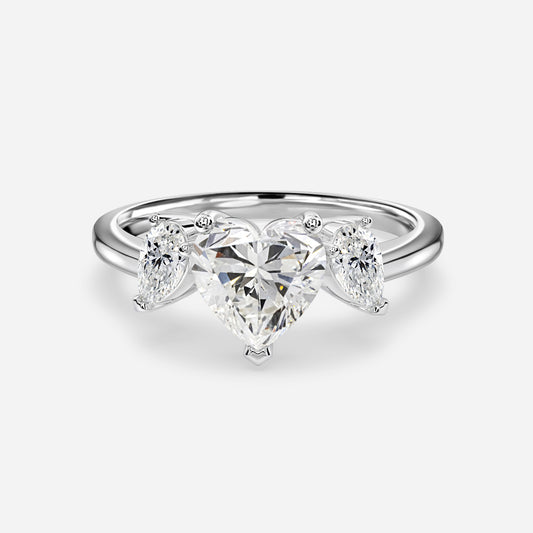 Jael Heart Three Stone Moissanite Engagement Ring