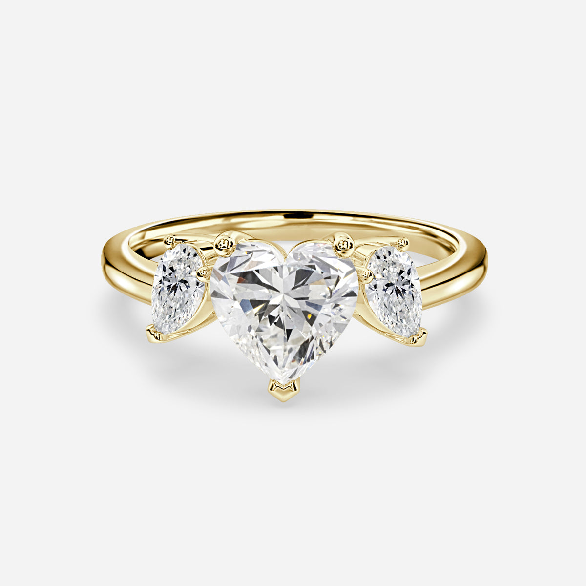 Jael Heart Three Stone Moissanite Engagement Ring