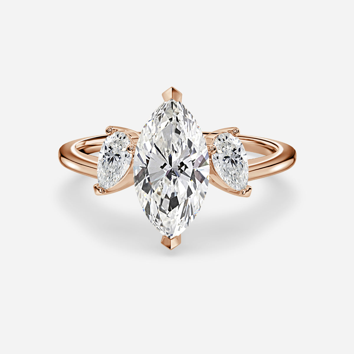 Jael Marquise Three Stone Moissanite Engagement Ring