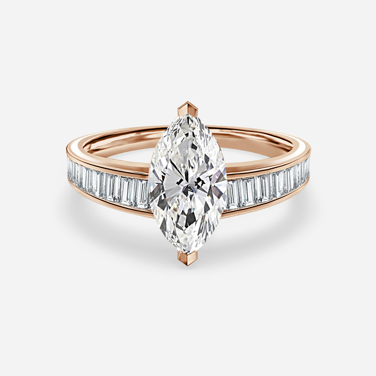 Zelia Marquise Unique Moissanite Engagement Ring