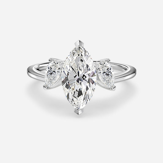 Jael Marquise Three Stone Moissanite Engagement Ring