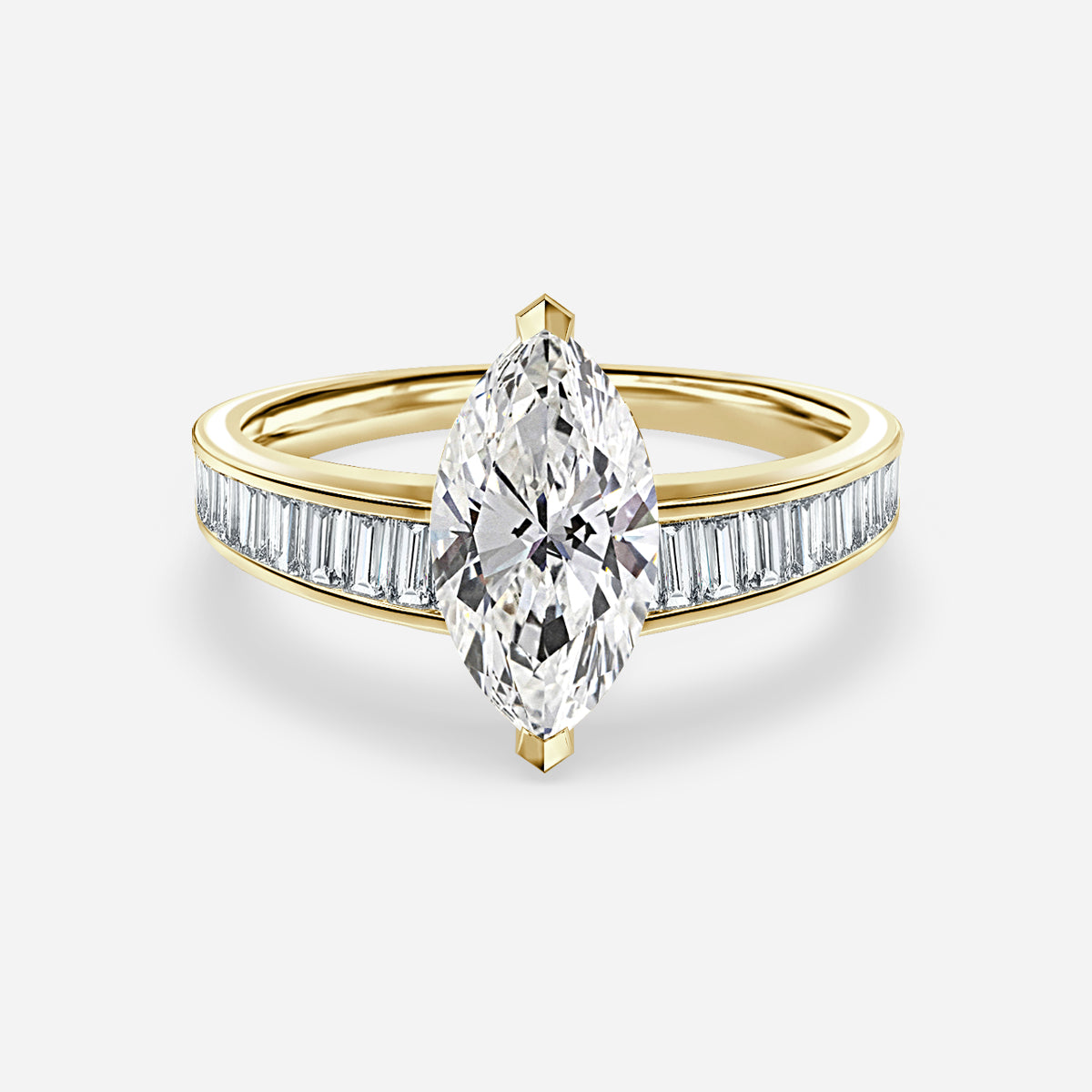 Zelia Marquise Unique Moissanite Engagement Ring