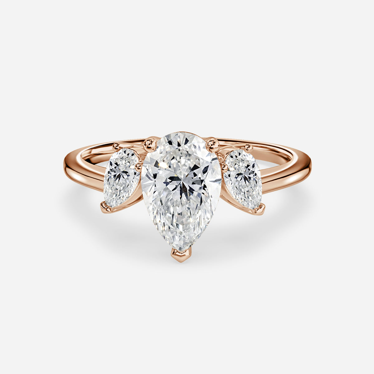 Jael Pear Three Stone Moissanite Engagement Ring