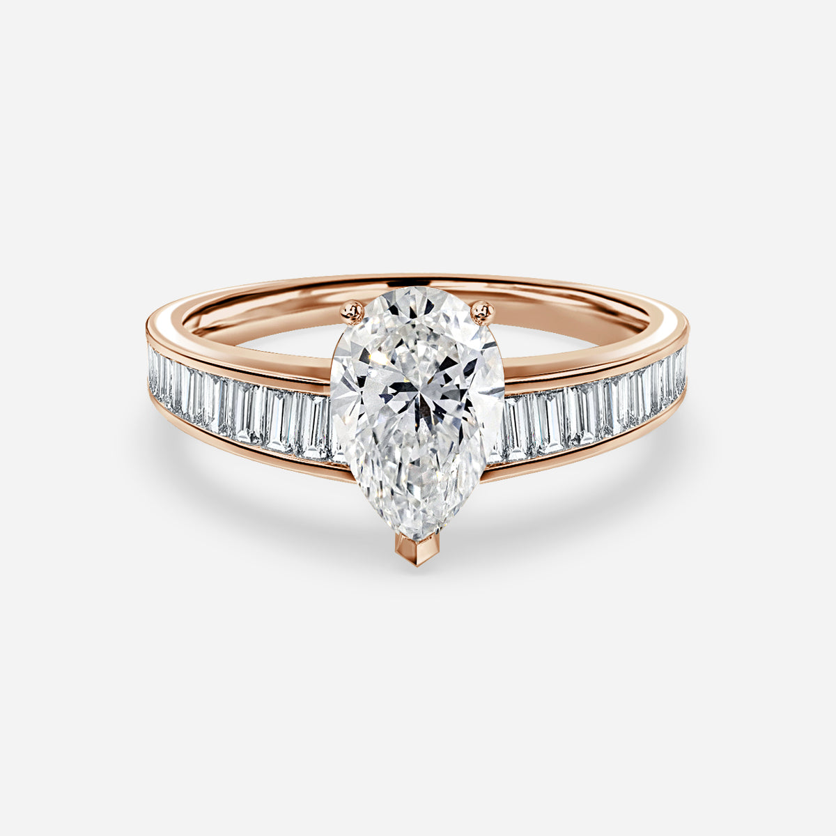 Alina Pear Unique Moissanite Engagement Ring