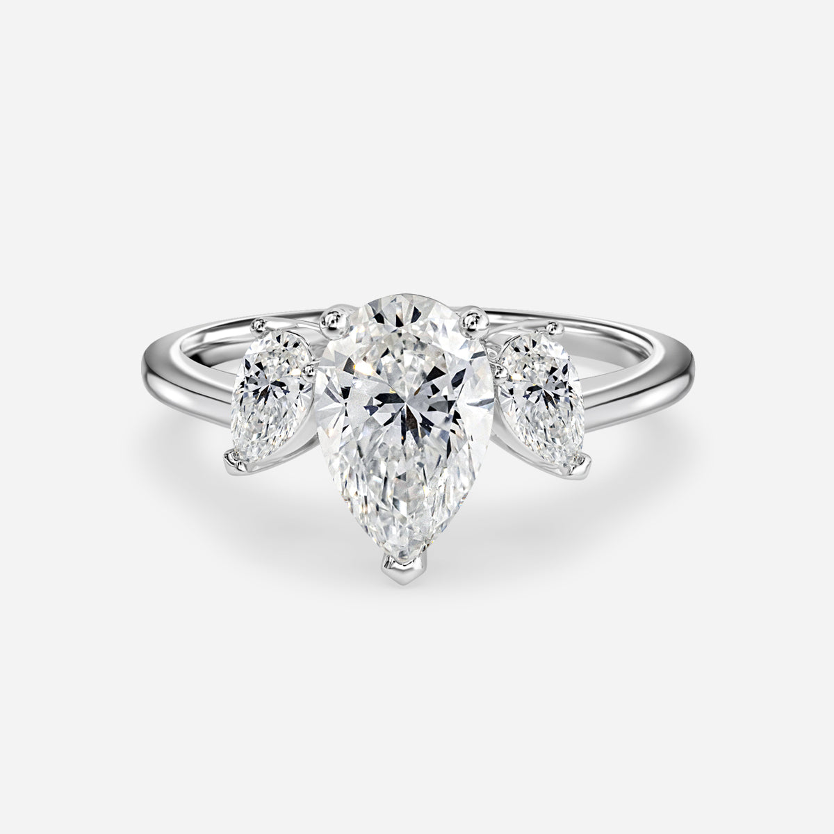 Jael Pear Three Stone Moissanite Engagement Ring