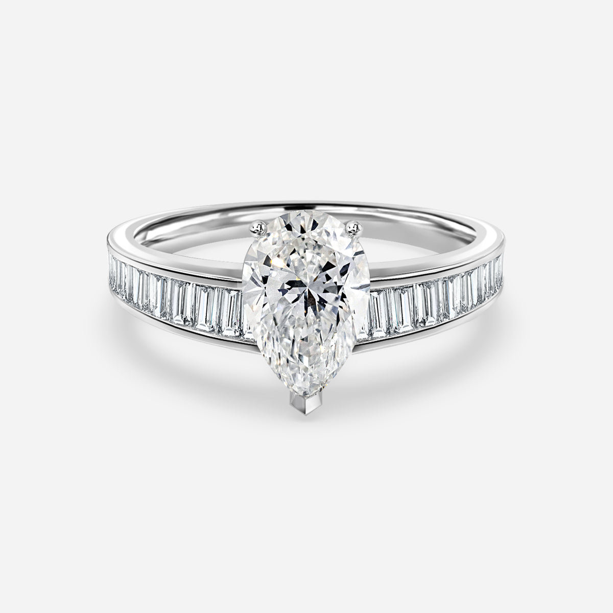 Alina Pear Unique Moissanite Engagement Ring