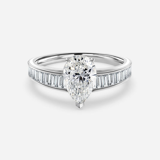 Alina Pear Unique Moissanite Engagement Ring