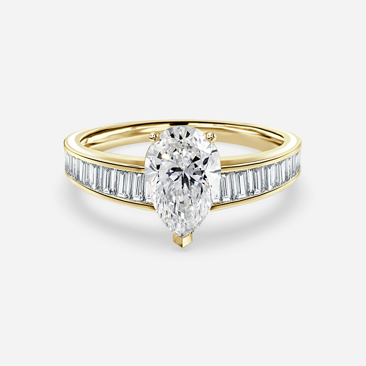 Alina Pear Unique Moissanite Engagement Ring