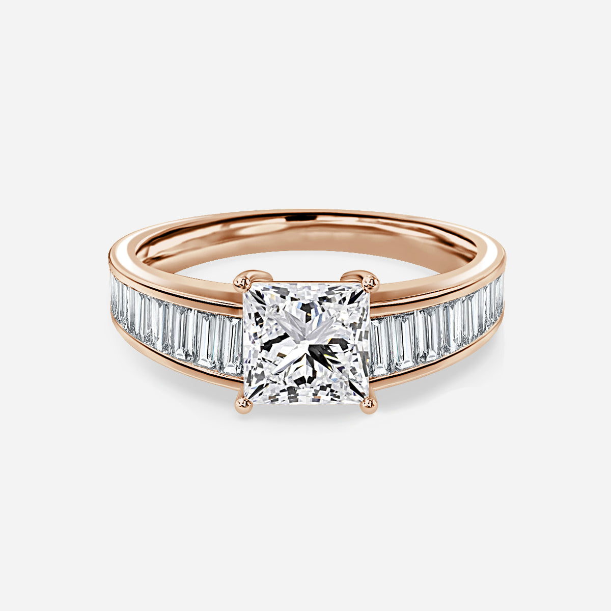 Zelia Princess Diamond Unique Moissanite Engagement Ring