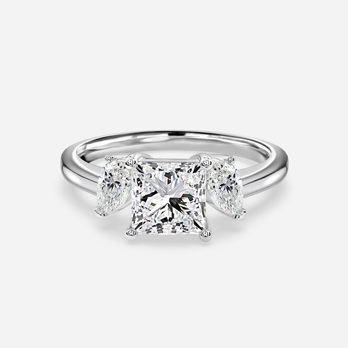 Jael Princess Three Stone Moissanite Engagement Ring