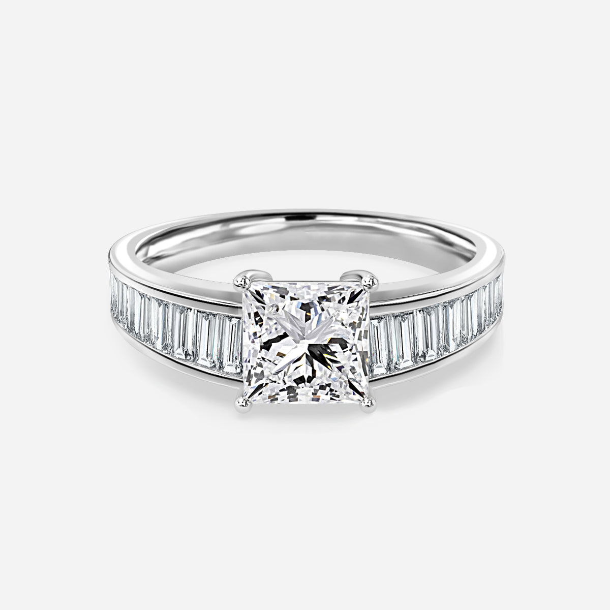 Zelia Princess Diamond Unique Moissanite Engagement Ring