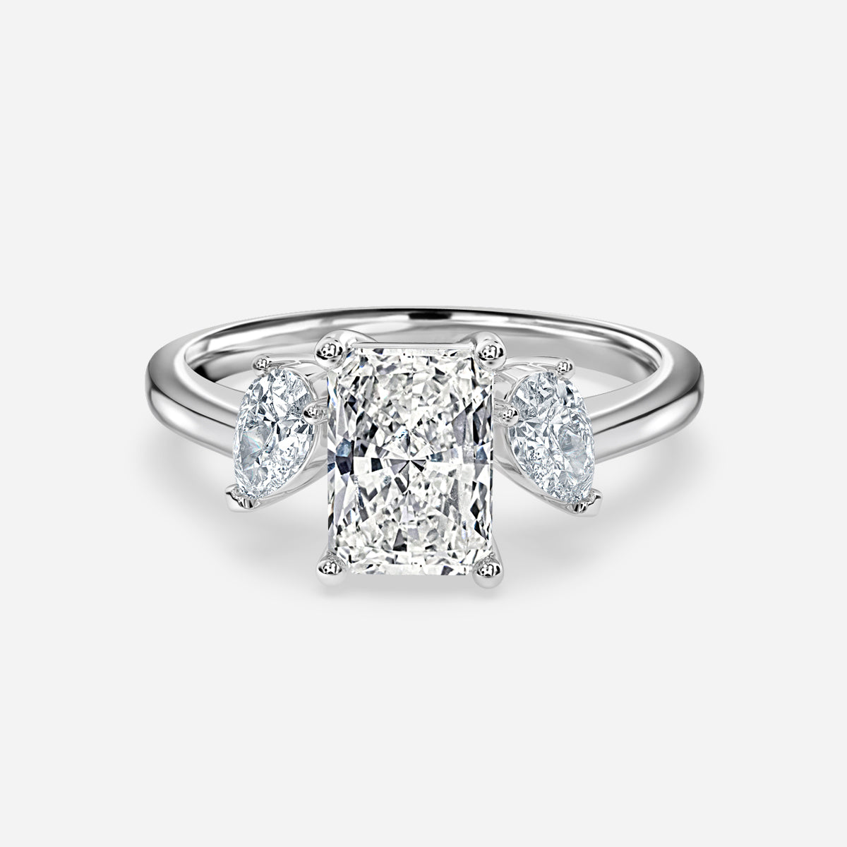 Jael Radiant Three Stone Moissanite Engagement Ring