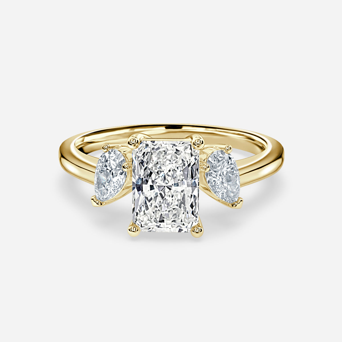 Jael Radiant Three Stone Moissanite Engagement Ring