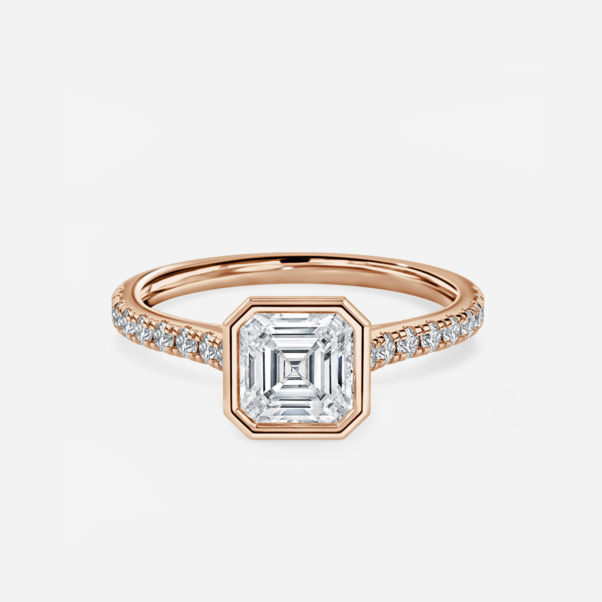 Magnolia Asscher Bezel Moissanite Engagement Ring