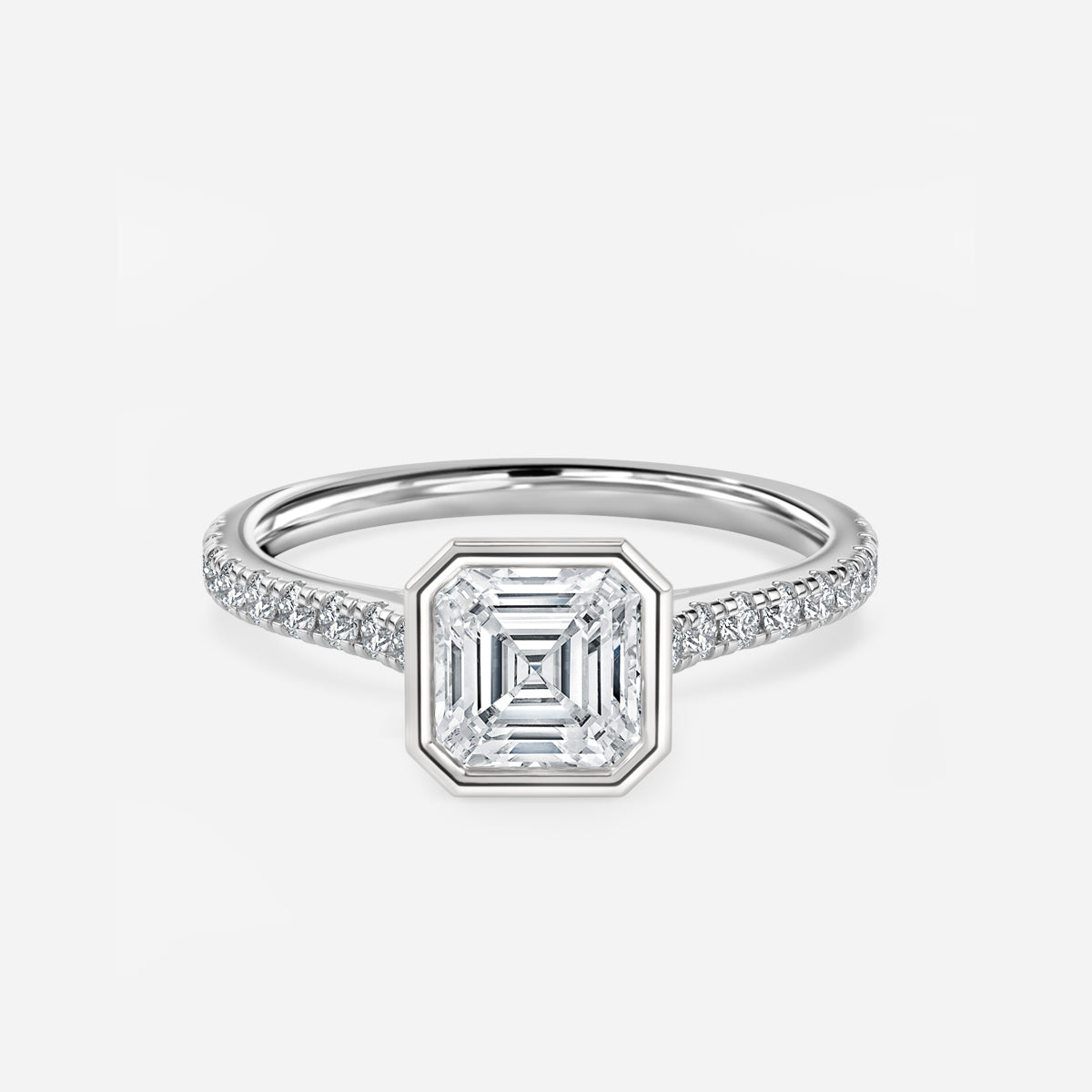 Magnolia Asscher Bezel Moissanite Engagement Ring