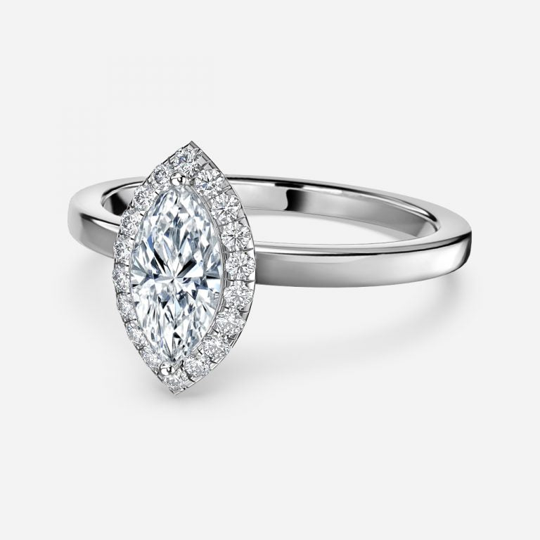 Katya Marquise Halo Moissanite Engagement Ring