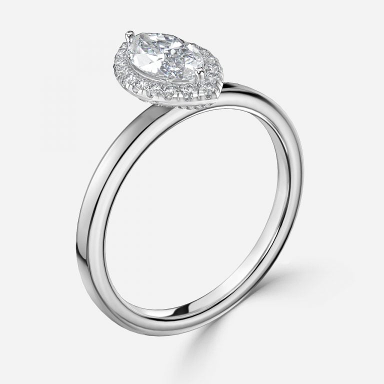 Katya Marquise Halo Moissanite Engagement Ring