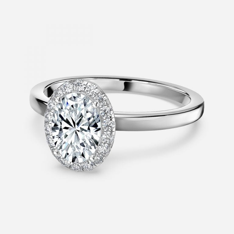 Katya Oval Halo Moissanite Engagement Ring