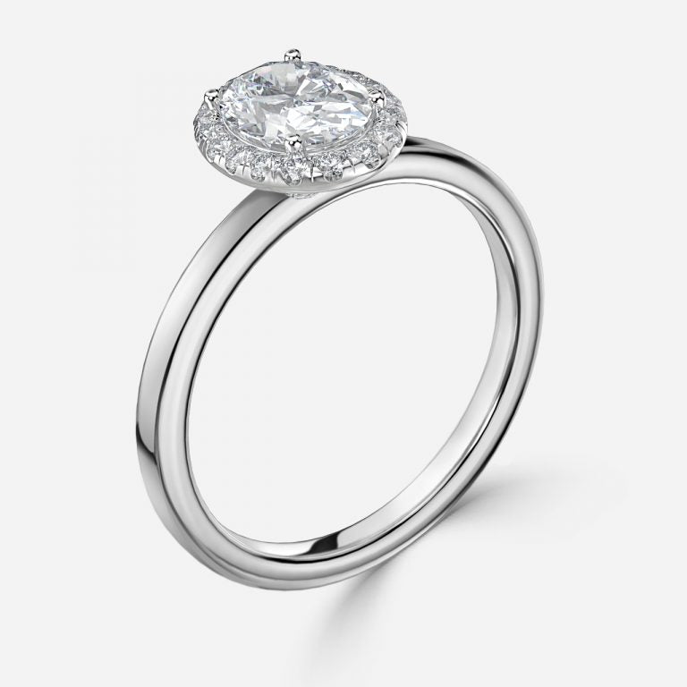 Katya Oval Halo Moissanite Engagement Ring