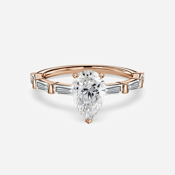 Lark Pear Diamond Band Moissanite Engagement Ring