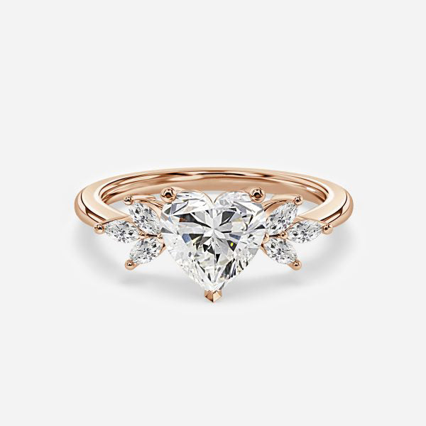 Anong Heart Three Stone Moissanite Engagement Ring