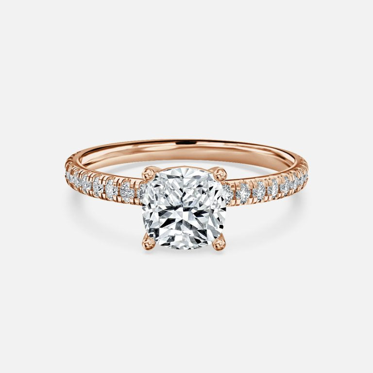 Maeve Cushion Diamond Band Moissanite Engagement Ring