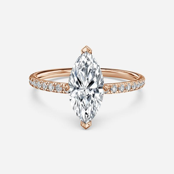 Maeve Marquise Diamond Band Moissanite Engagement Ring