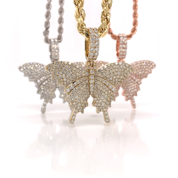 1.70 CT Moissanite Iced Out Butterfly Pendant