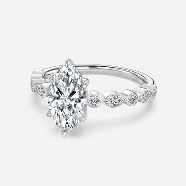 Pailin Marquise Unique Moissanite Engagement Ring