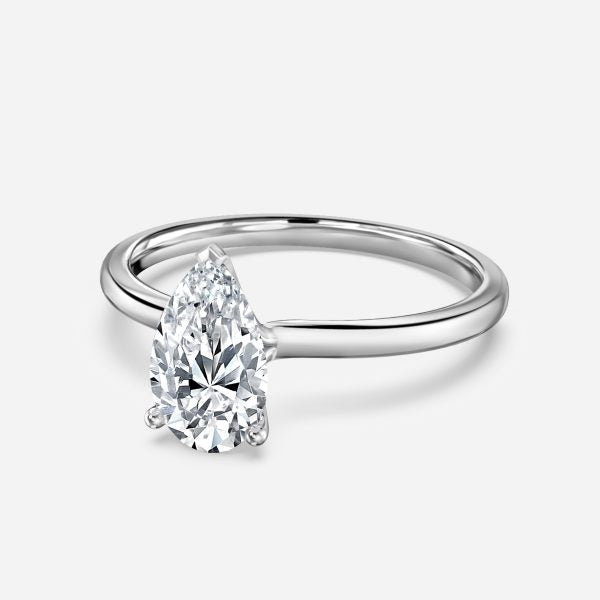 Alouette Pear Diamond Solitaire Moissanite Engagement Ring