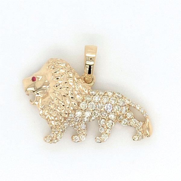 0.85 CT Moissanite Iced Out Lion Pendant