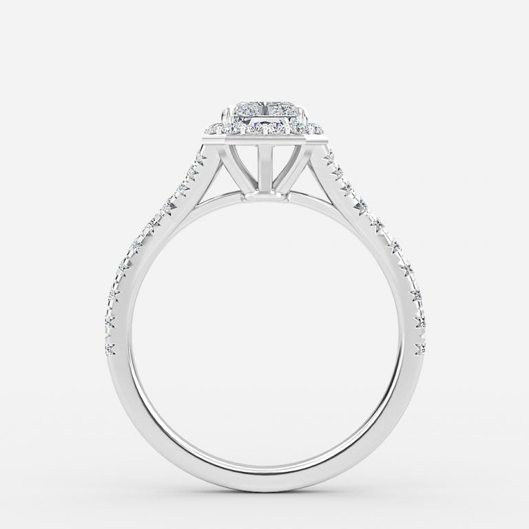 Dove Radiant Halo Moissanite Engagement Ring