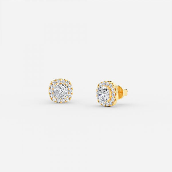 Cushion Moissanite Halo Earrings