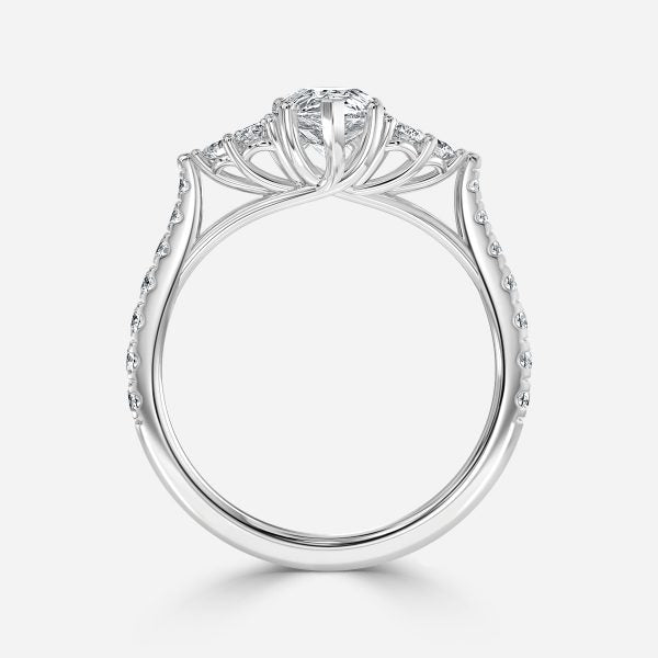 Galatea Pear Three Stone Moissanite Engagement Ring