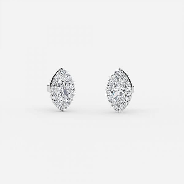 Marquise Moissanite Halo Earrings