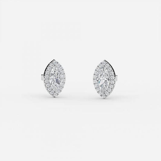 Marquise Moissanite Halo Earrings