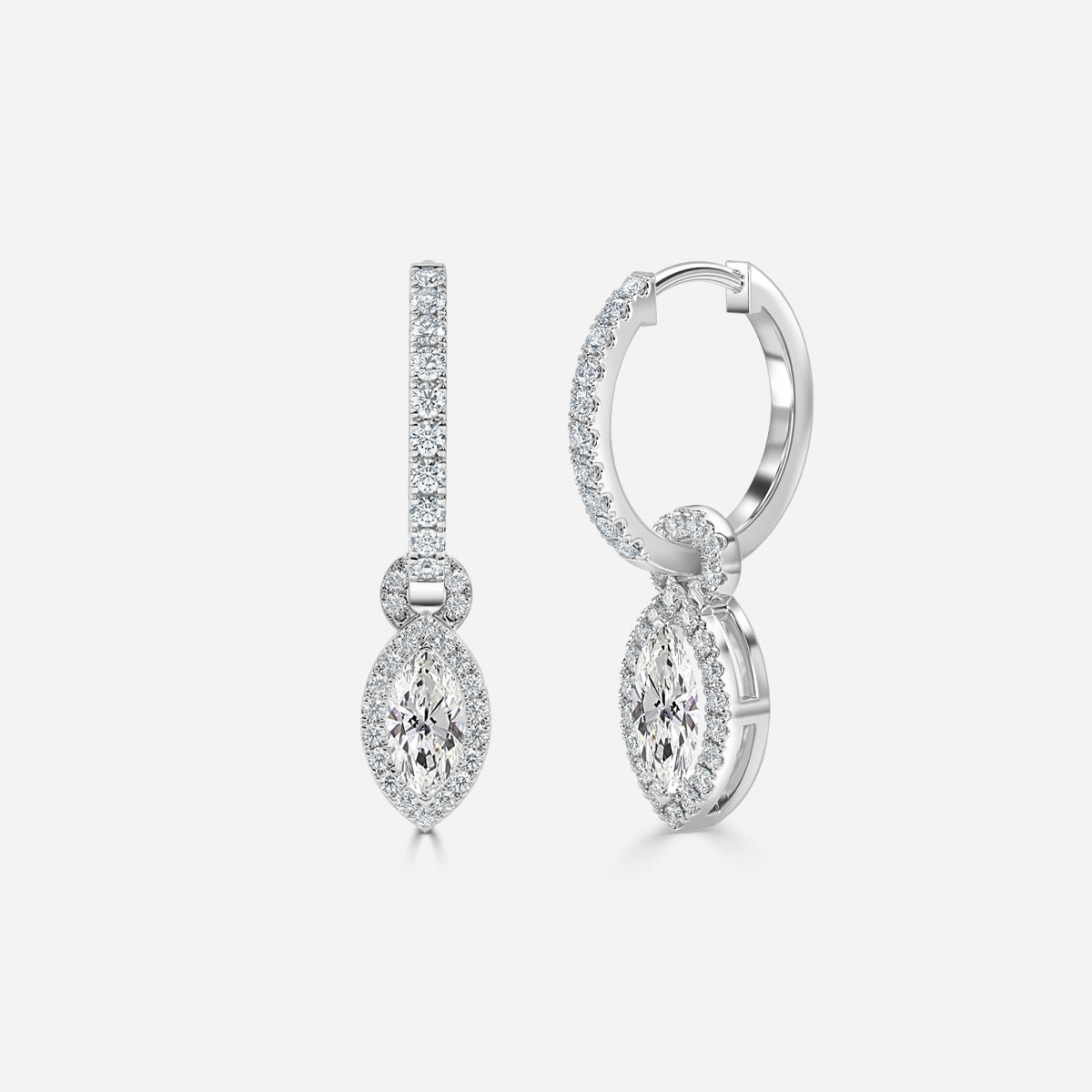 Marquise Moissanite Halo and Drops Earring