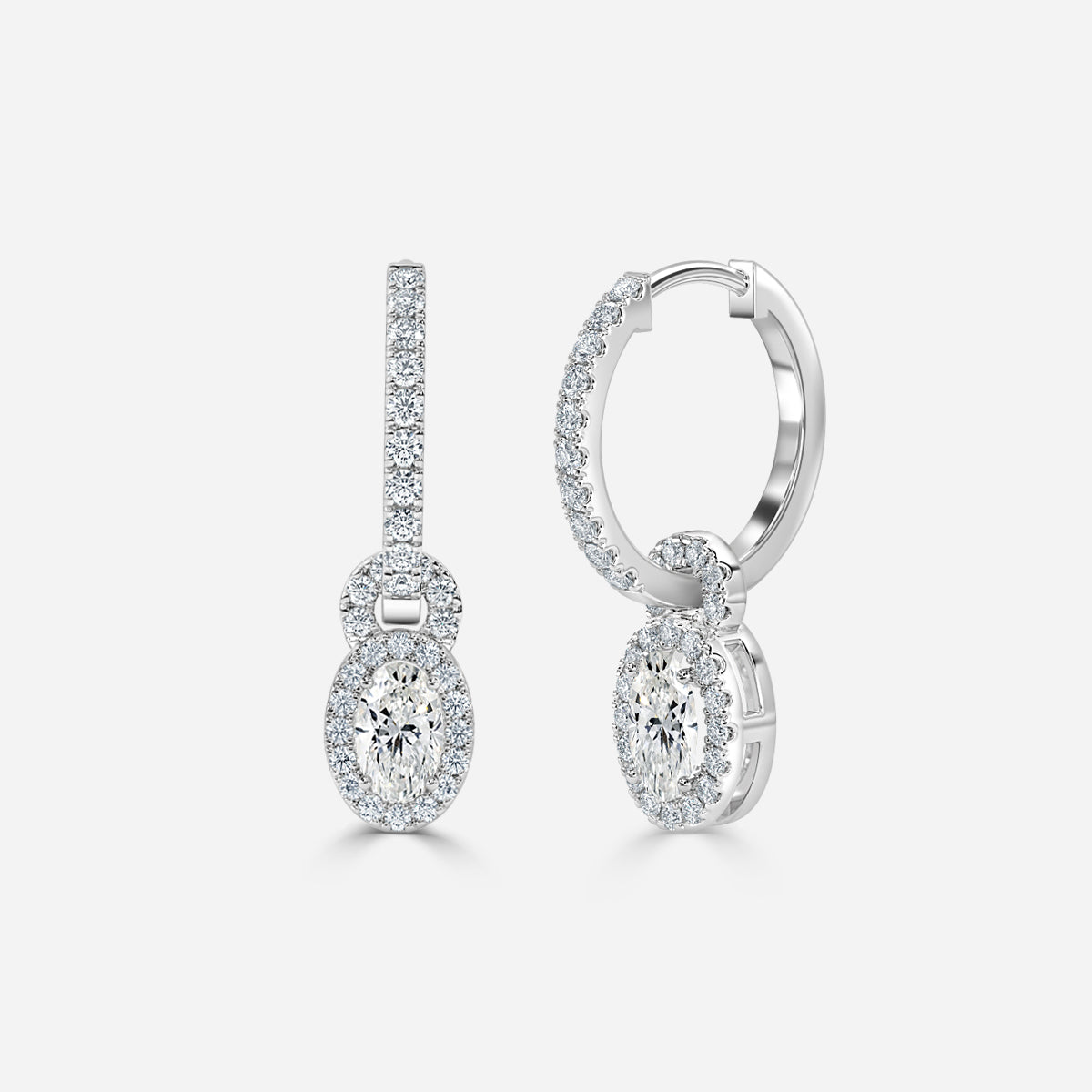 Oval Moissanite Halo and Drops Earring