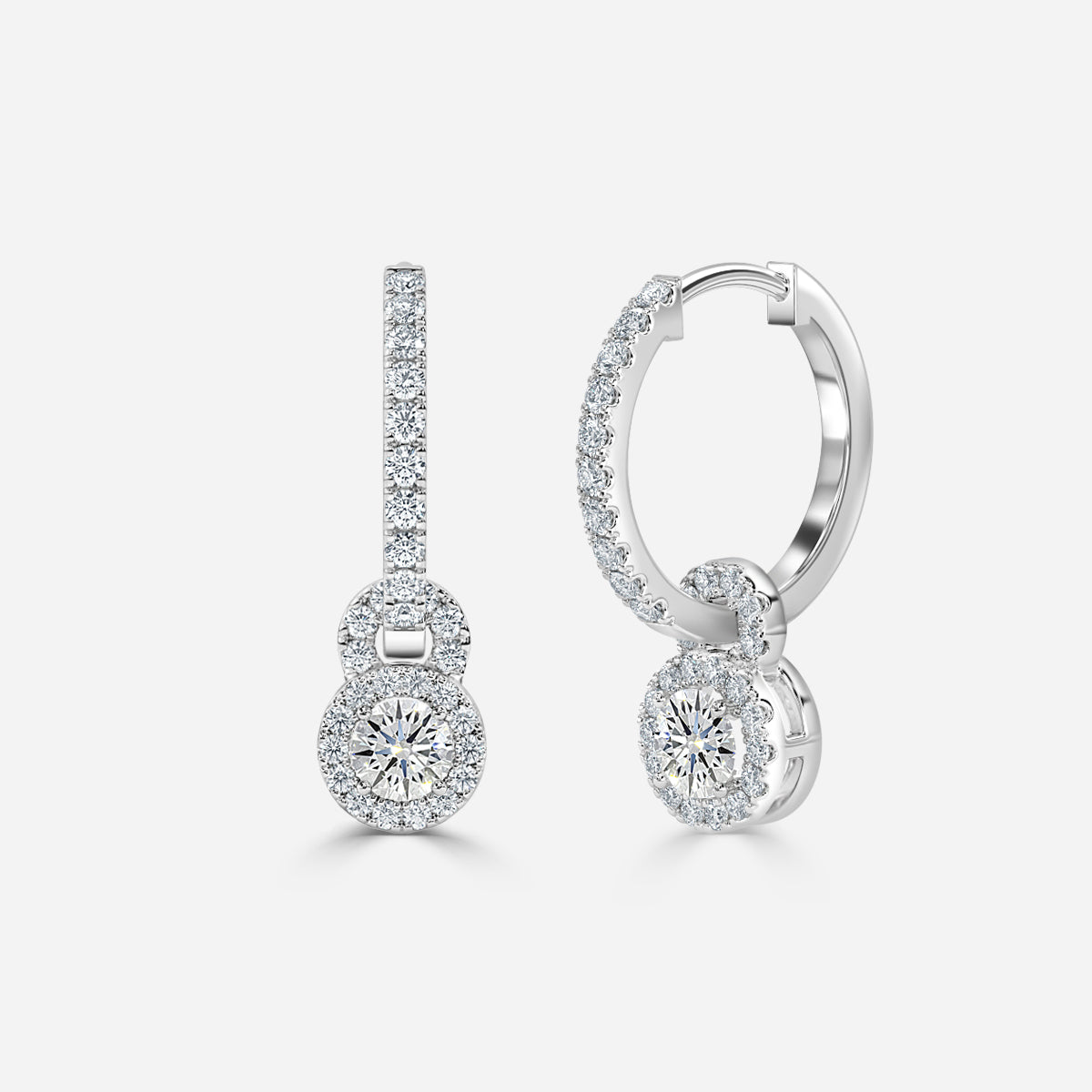 Round Moissanite Halo and Drops Earring