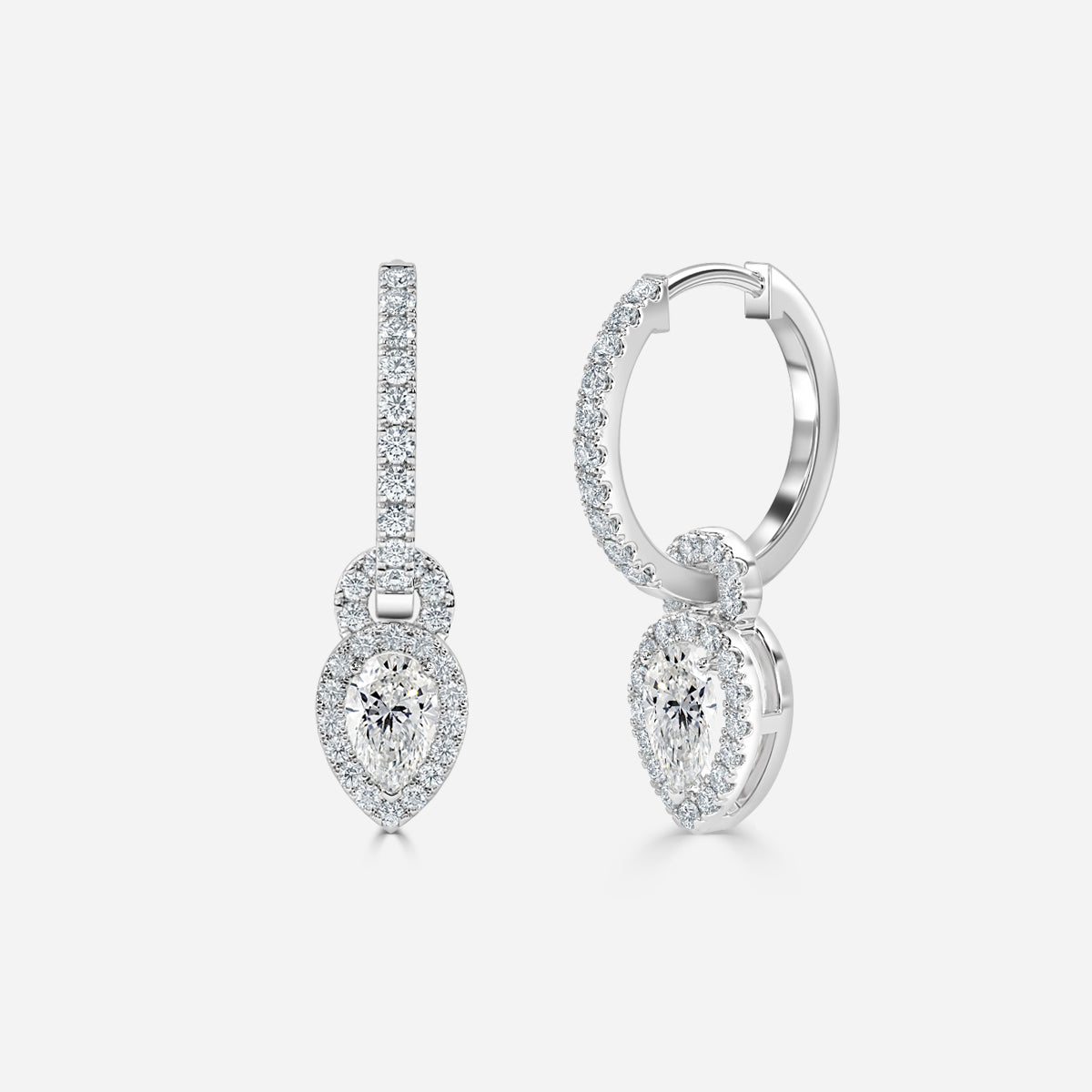 Pear Moissanite Halo and Drops Earring