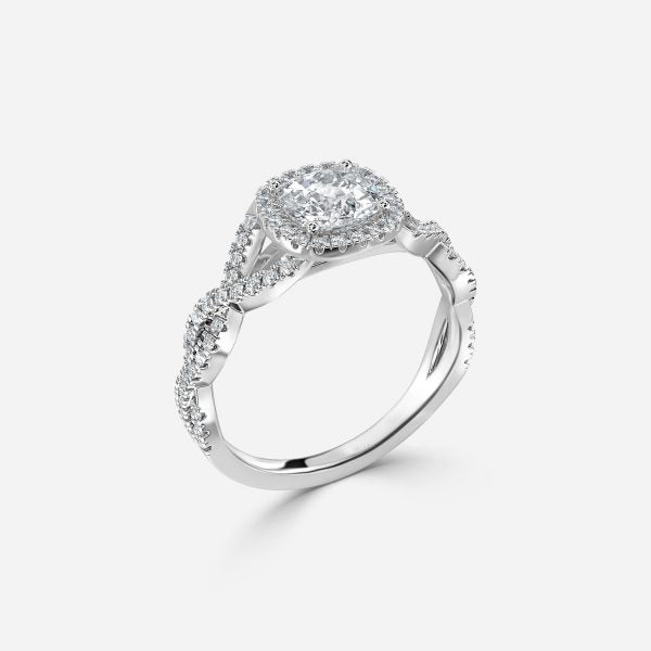 Zara Cushion Diamond Band Moissanite Engagement Ring