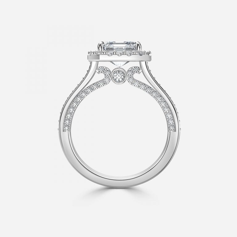 Clementine Asscher Halo Moissanite Engagement Ring