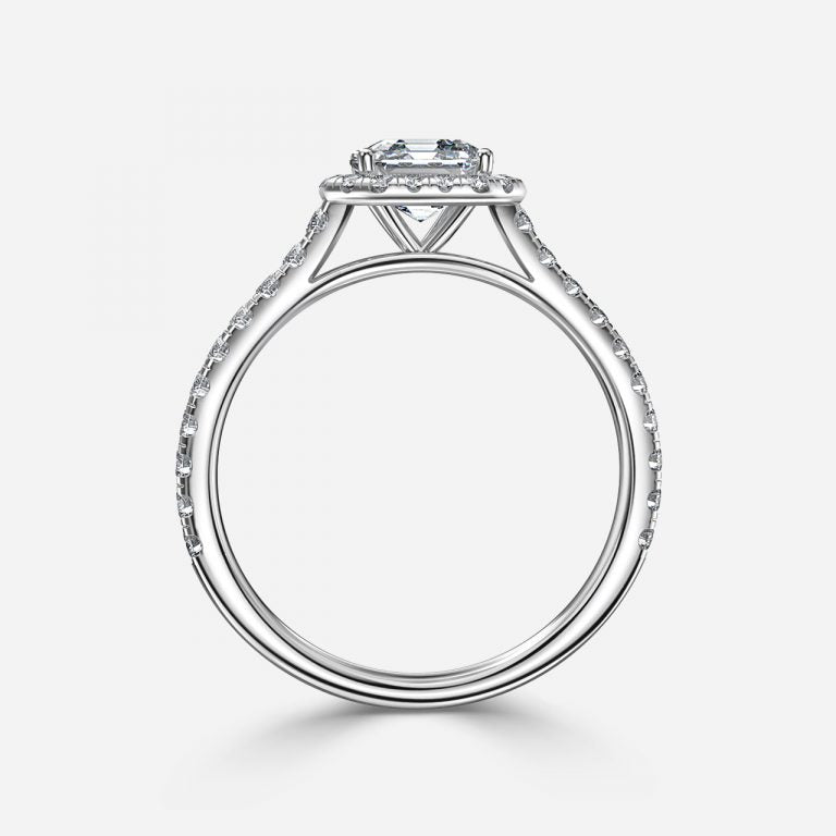 Joliette Asscher Halo Moissanite Engagement Ring