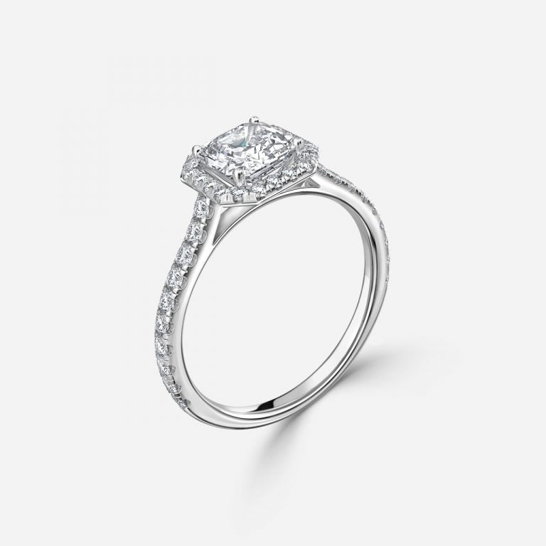 Joliette Asscher Halo Moissanite Engagement Ring