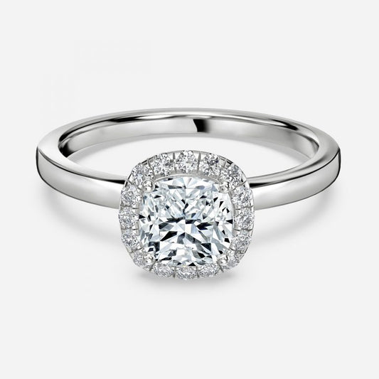 Katya Cushion Halo Moissanite Engagement Ring