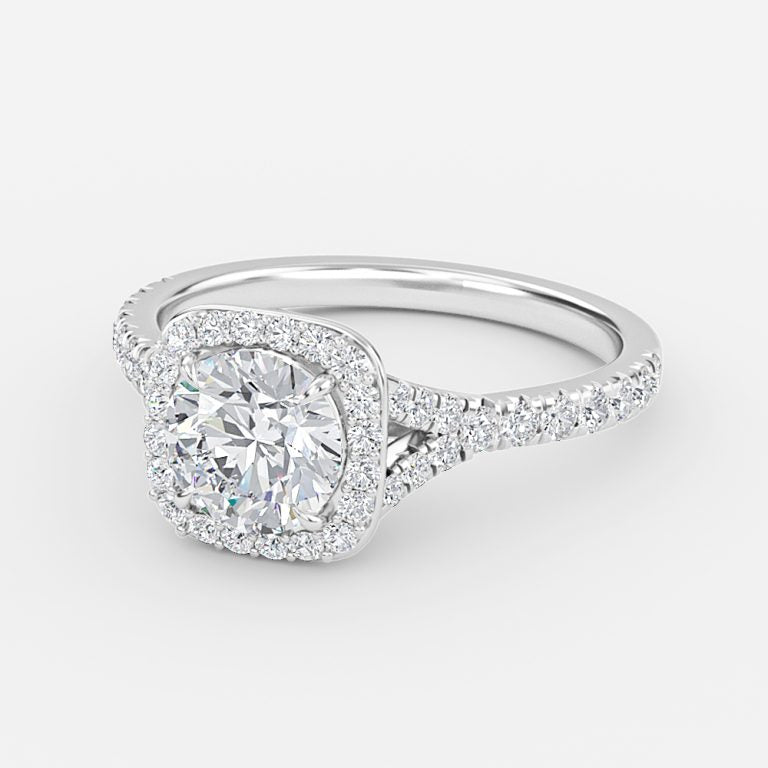 Dove Round Halo Moissanite Engagement Ring