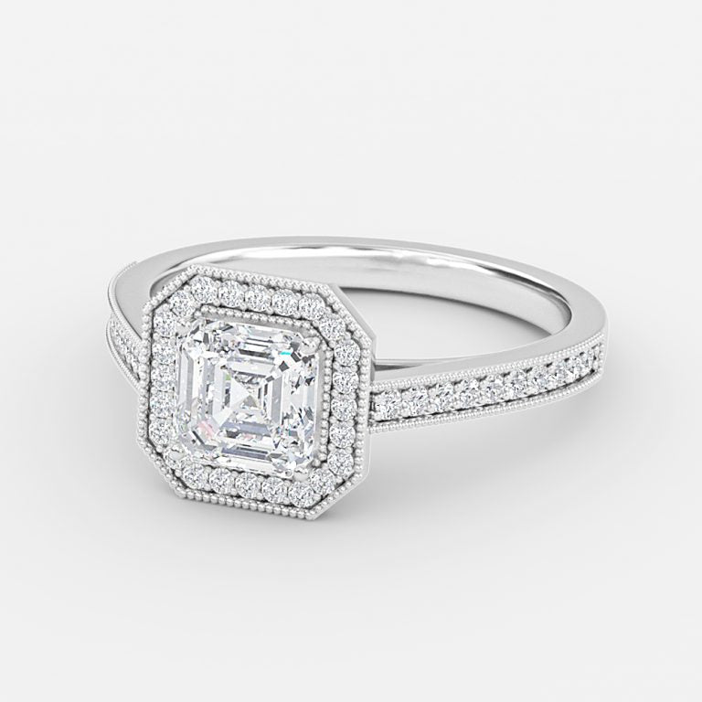 Haven Asscher Halo Moissanite Engagement Ring