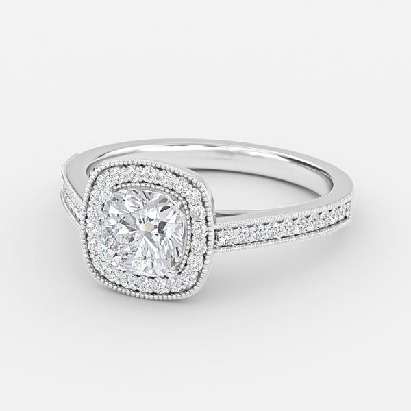 Haven Cushion Halo Moissanite Engagement Ring